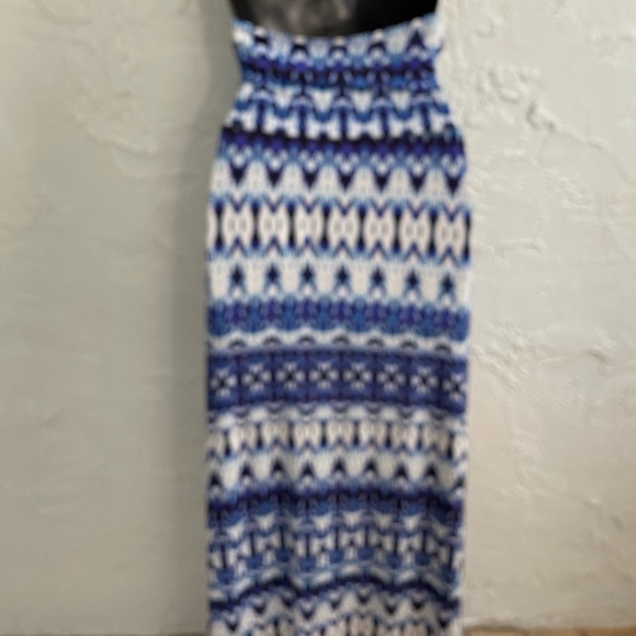 Cynthia Rowley Tie Dye Blue White Convertible Maxi Dress Small Rayon BohoCore - Picture 5 of 6